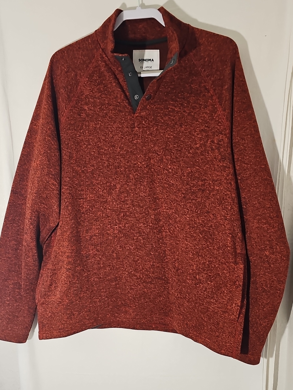 SONOMA Men’s Rust Heather Zip-Quarter Sweater